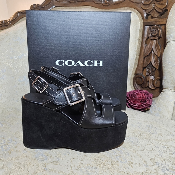Coach Black Platform Sandals - Picture 1 of 7